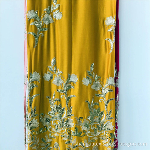 Rayon Satin Plain Dyed With Spangle Embroidery